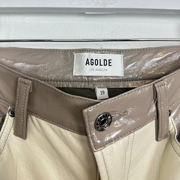 AGOLDE Paneled 90's Pinch Waist Powder Recycled Leather & Quail Recycled Leather - Picture 7 of 11